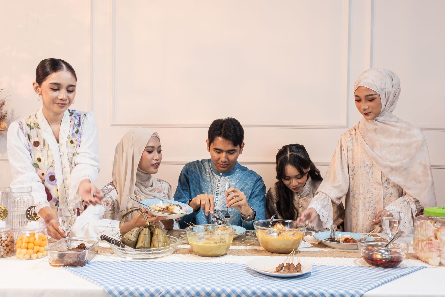 family sharing meal together