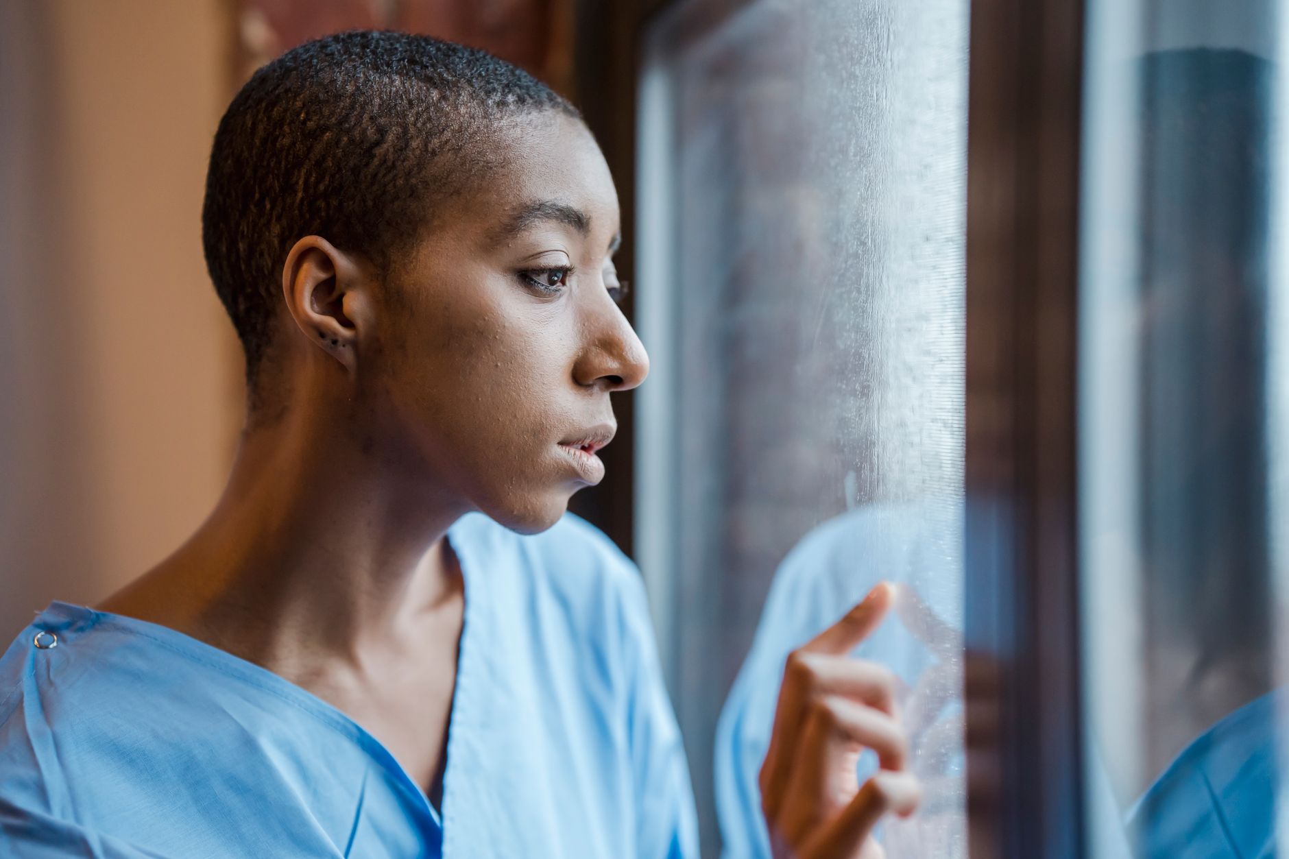 person reflecting mental health support