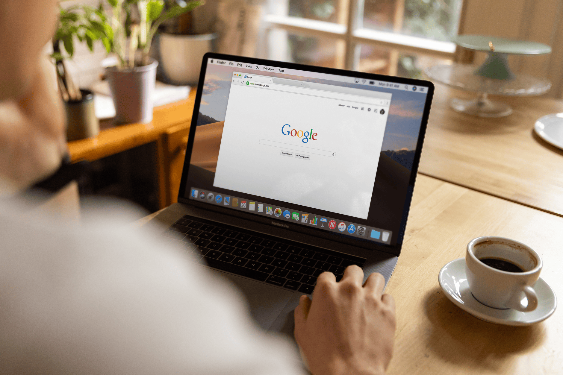 person searching health information laptop