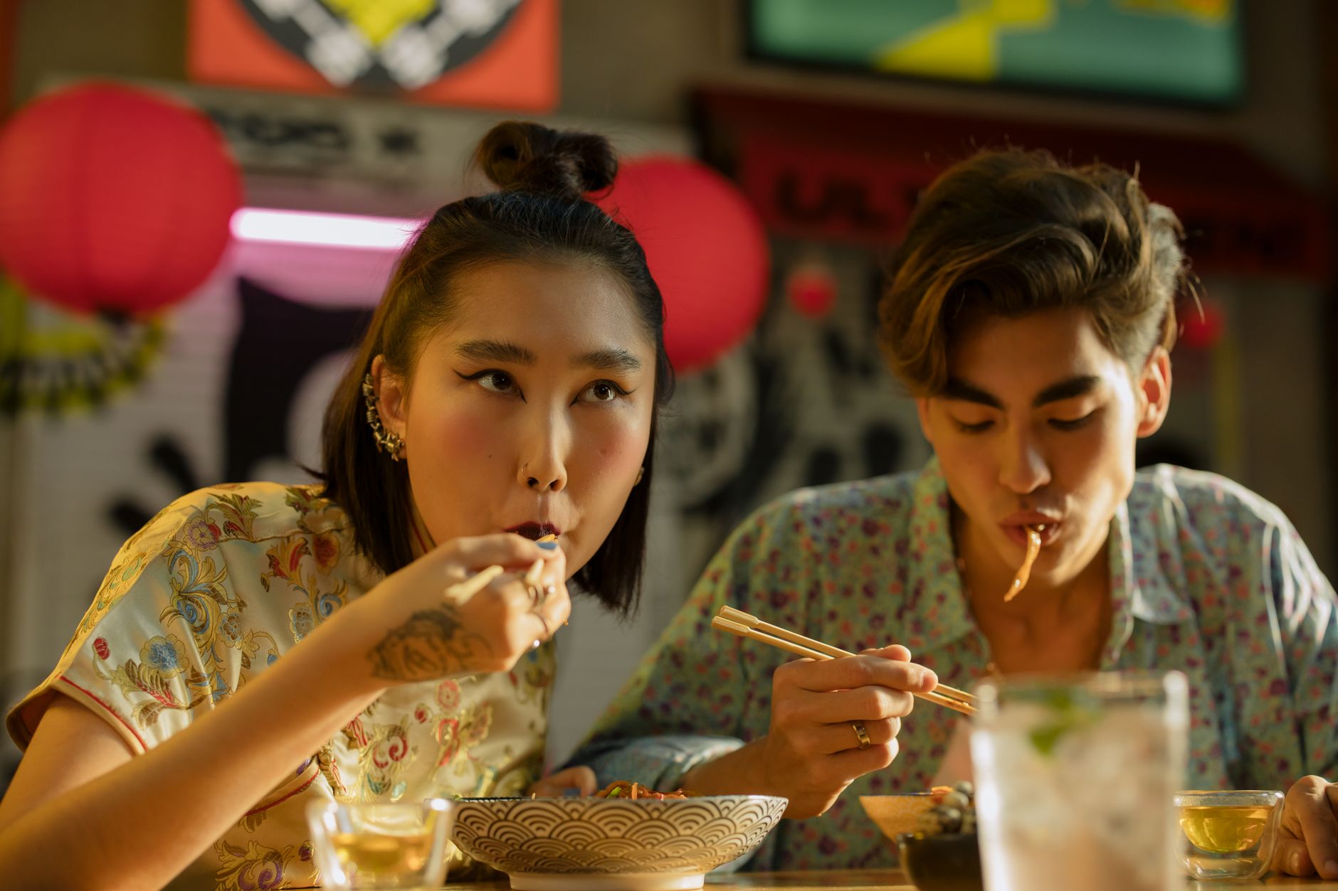 couple eating meal together