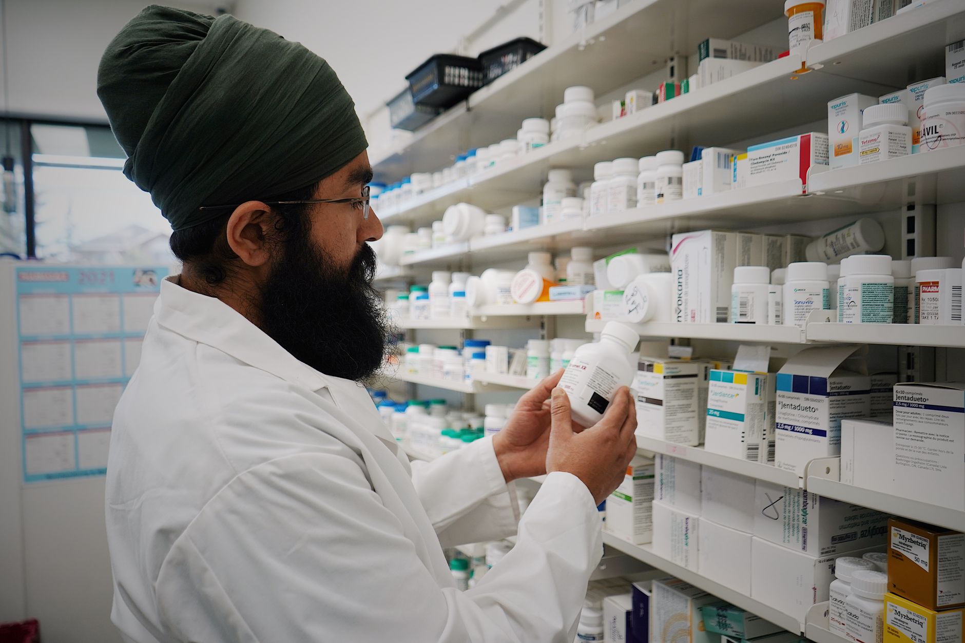pharmacy medication shelves