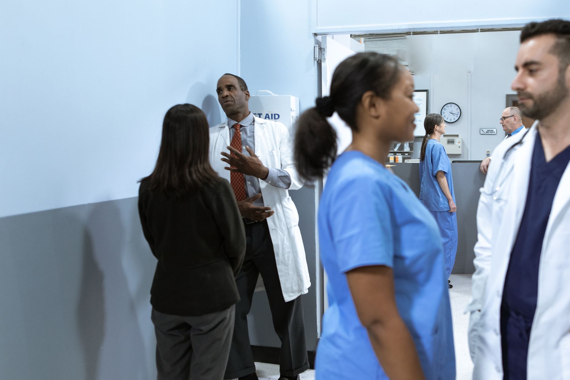 doctors nurses hospital corridor