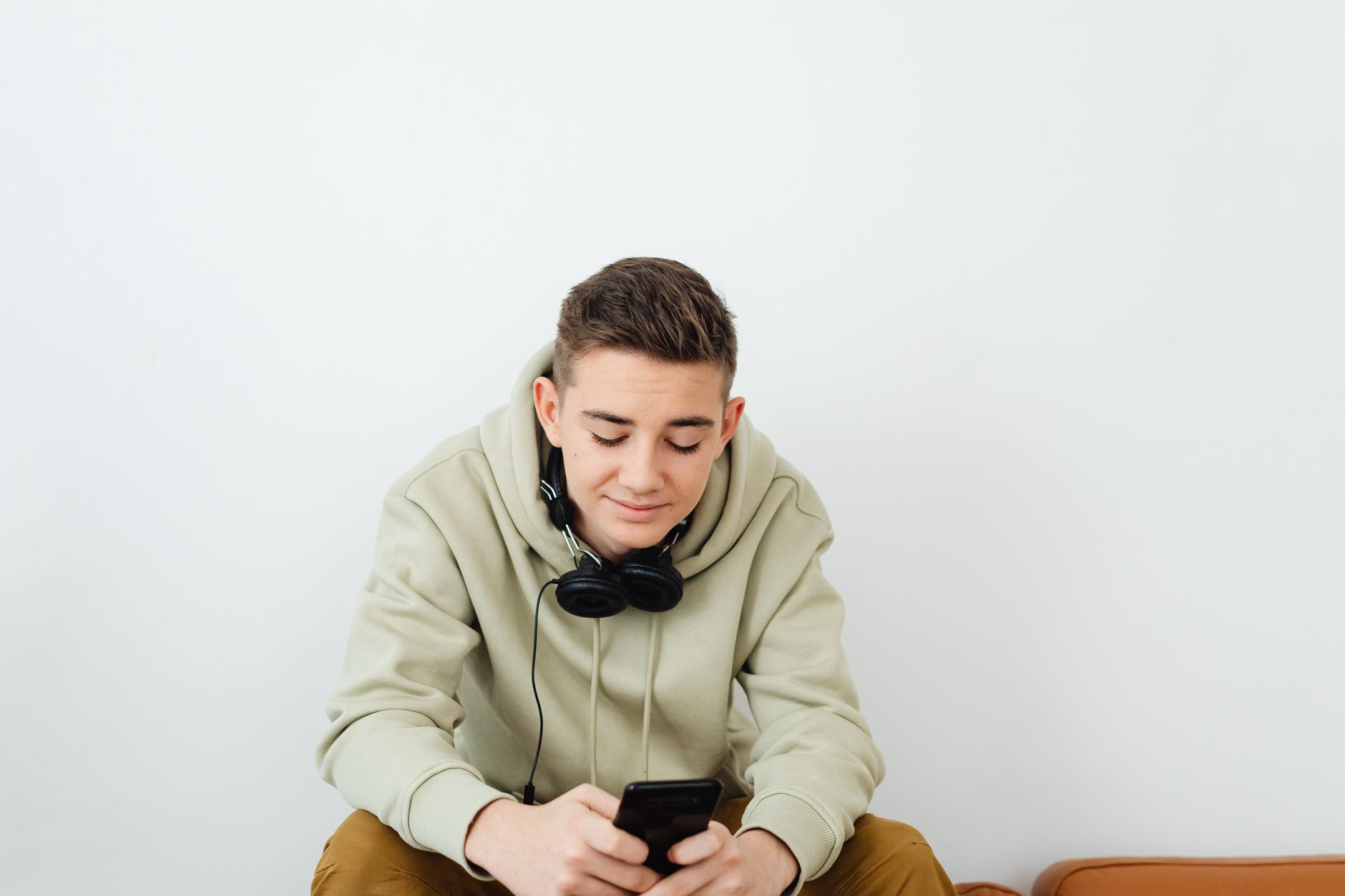 teenager using smartphone