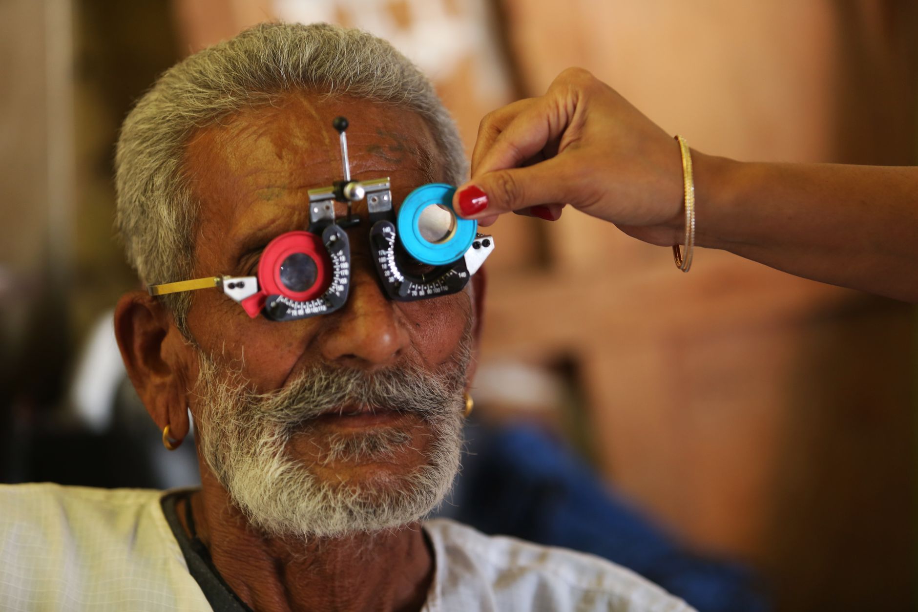 elderly person eye exam